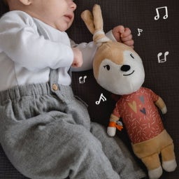 Rock my Sleep Ivy die Häsin – Spieluhr mit Geschenkset - 1 Set mit Stofftier, Musikplayer, Datenkabel, Geschenkbox, Glückwunschkarte, Batterien, Gutschein für ein Schlaflied, Anleitung