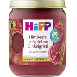 Bio Babygläschen Himbeere in Apfel mit Dinkelgrieß - 160 g