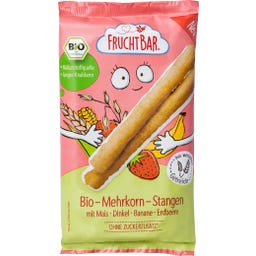 Bio Mehrkorn Stangen mit Mais-Dinkel-Banane-Erdbeere - 30 g