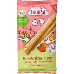Bio Mehrkorn Stangen mit Mais-Dinkel-Banane-Erdbeere - 30 g
