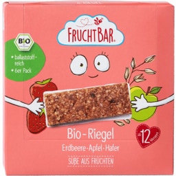 FruchtBar Bio Riegel - Erdbeere, Apfel, Hafer