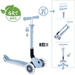 Globber Scooter Junior Foldable Lights Eco - blaubeere
