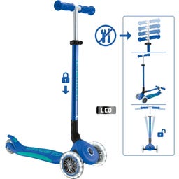 Globber Scooter Primo Foldable Plus Lights - dunkelblau-türkis