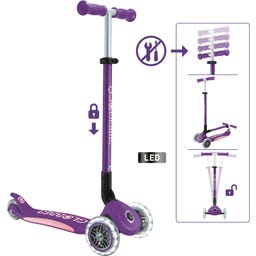 Globber Scooter Primo Foldable Plus Lights - lila-pastellrosa
