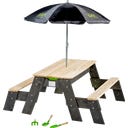 Aksent Sand-, Wasser- & Picknicktisch (2 Bänke) mit Schirm & Gartenwerkzeugen - 1 Set