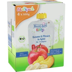 Beauty Baby Kiddys Bio Quetschie Multipack - Banane & Pfirsich in Apfel