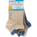 Calcetines Sneakers, Pack de 3, Beige/Azul - 23-26