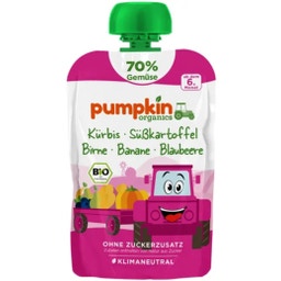Bio Quetschie 'Kürbis, Süßkartoffel, Birne, Banane, Blaubeere' - 100 g