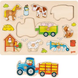 Goki Steckpuzzle Traktor mit Anhängern  57468 - 1 Stk