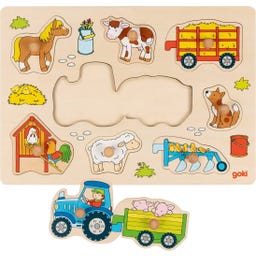 Goki Steckpuzzle Traktor mit Anhängern  57468 - 1 Stk