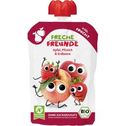 Freche Freunde Knijpzakje Appel, Perzik & Aardbei - 100 g