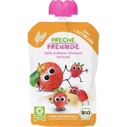Organic Squeeze Pouch - Apple, Strawberry and Raspberry with Semolina - 100 g