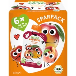 Bio sadni pire v vrečki - jabolko, mango in breskev, varčno pakiranje - 6 x 100 g