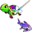 Animali Marini - Tartaruga Marina e Squalo - 1 pz.