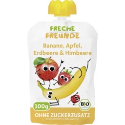 Bio Quetschie Banane, Apfel, Erdbeere & Himbeere - 100 g