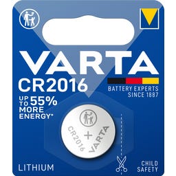 VARTA Pila de Botón CR2016 de Litio - 1 Unidad - 1 uds.