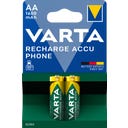 RECHARGE ACCU Phone Mignon AA 1600 mAh - Lot de 2 - 1 pcs