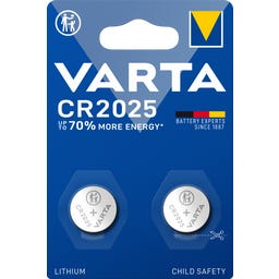 VARTA CR2025 LITHIUM Knopfbatterie - 2 Stück - 1 Stk