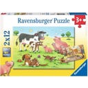 Puzzle - Glückliche Tierfamilien, 2 x 12 Teile - 1 Stk