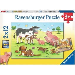 Puzzle - Gl&uuml;ckliche Tierfamilien, 2 x 12 Teile