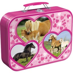 Mallette M&eacute;tallique de 4 Puzzles sur les Chevaux