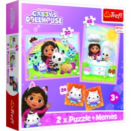 2 in 1 Puzzles + Memo - Gabby's Dollhouse