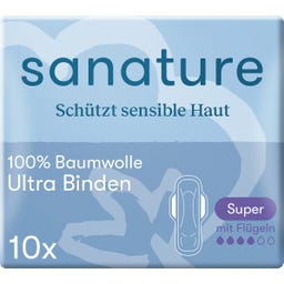 100% Baumwolle Ultra Binden Super mit Fl&uuml;geln