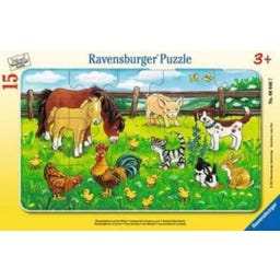Rahmenpuzzle - Bauernhoftiere auf der Wiese, 15 Teile