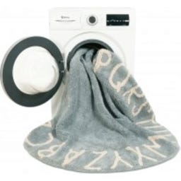 Lorena Canals Runder Baumwoll-Teppich ABC - Vintage Blue