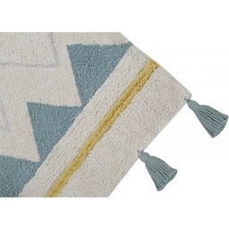 Baumwoll-Teppich Azteca Natural Vintage Blue - 120x160 cm